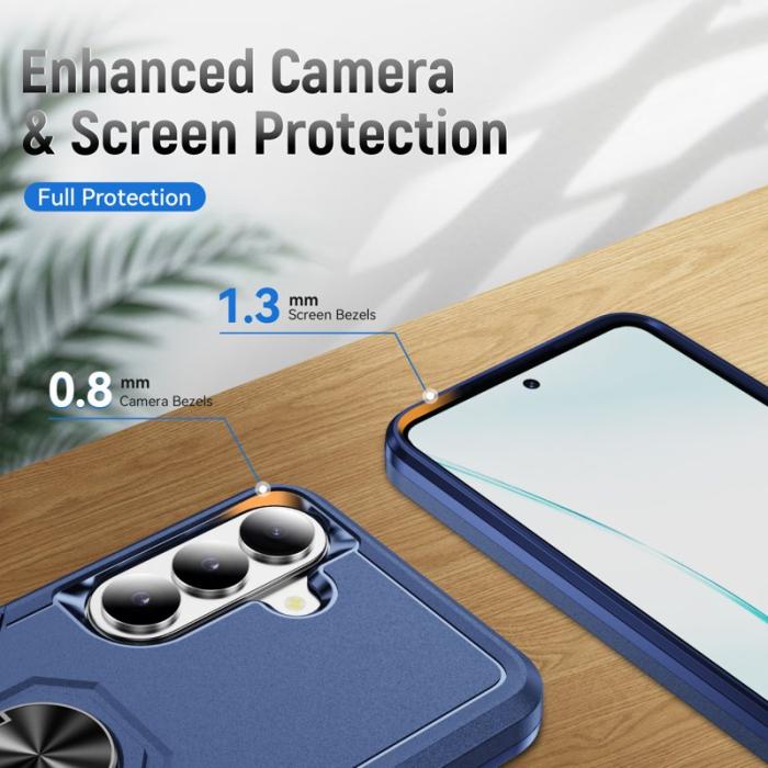 OEM - Mobilskal för Samsung Galaxy S26 Plus Militärklass Ring Kickstand PC + TPU - Blå