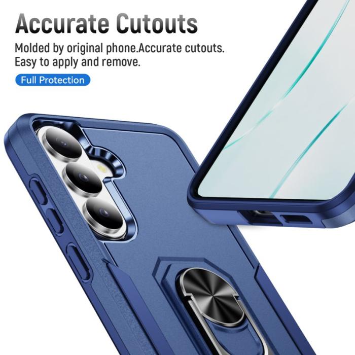 OEM - Mobilskal för Samsung Galaxy S26 Plus Militärklass Ring Kickstand PC + TPU - Blå