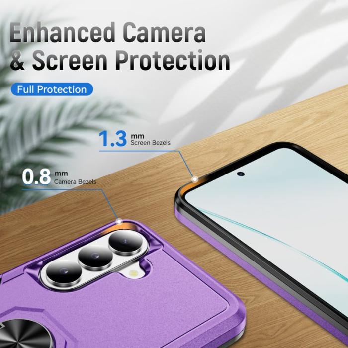 OEM - Mobilskal för Samsung Galaxy S26 Plus Militärklass Ring Kickstand Plast - Lila