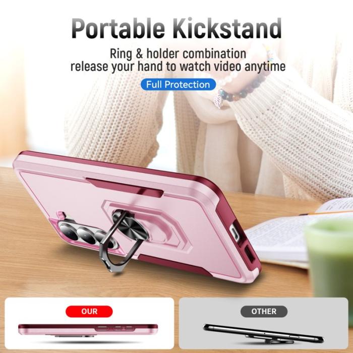 OEM - Mobilskal för Samsung Galaxy S26 Plus Militärklass Ring Kickstand Plast - Rosa