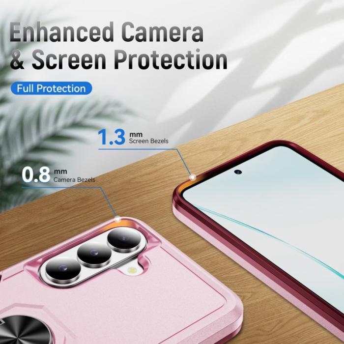 OEM - Mobilskal för Samsung Galaxy S26 Plus Militärklass Ring Kickstand Plast - Rosa