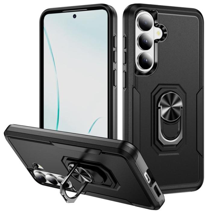 OEM - Mobilskal för Samsung Galaxy S26 Plus Militärklass Ring Kickstand Plast - Svart