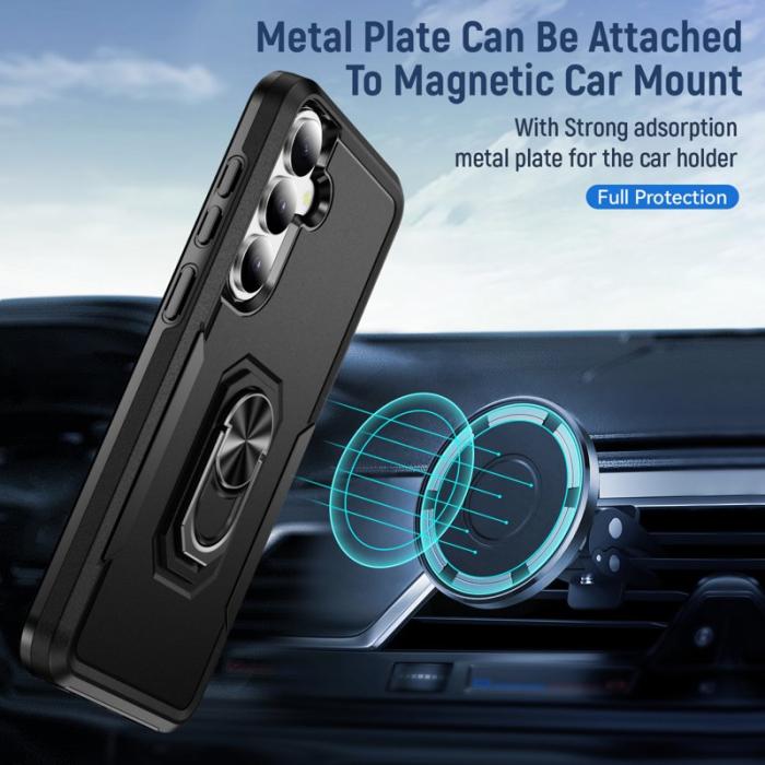 OEM - Mobilskal för Samsung Galaxy S26 Plus Militärklass Ring Kickstand Plast - Svart