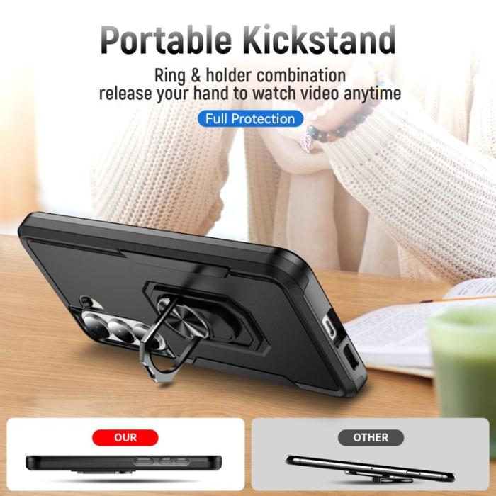 OEM - Mobilskal för Samsung Galaxy S26 Plus Militärklass Ring Kickstand Plast - Svart