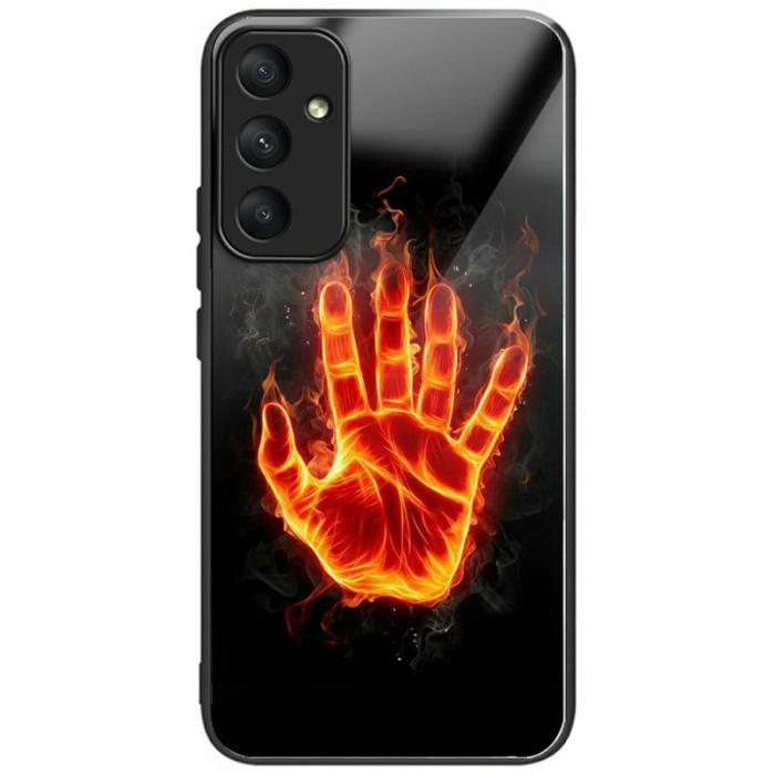 OEM - Mobilskal för Samsung Galaxy S26 Plus Mönstertryck Härdat glas TPU - Flame Palm