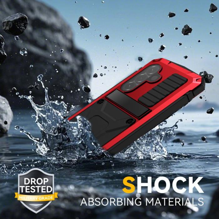 R-JUST - R-JUST Mobilskal för Samsung Galaxy S26 Plus PC + Silikon Kickstand - Röd