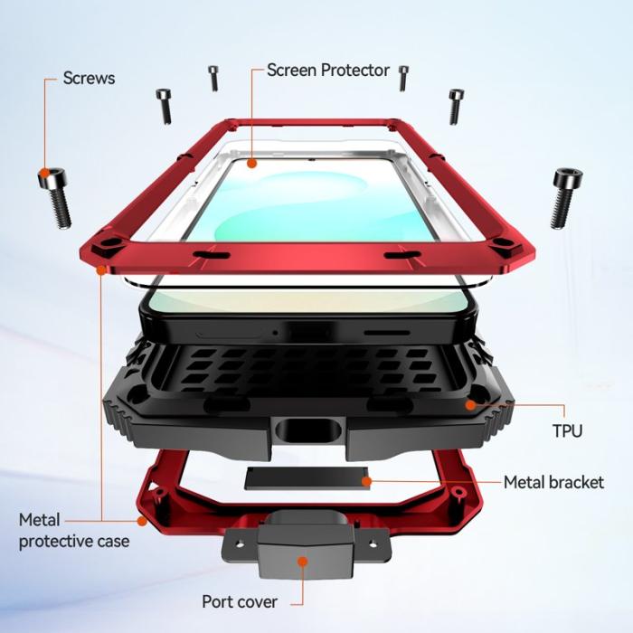 R-JUST - R-JUST Mobilskal för Samsung Galaxy S26 Plus PC + Silikon Kickstand - Röd
