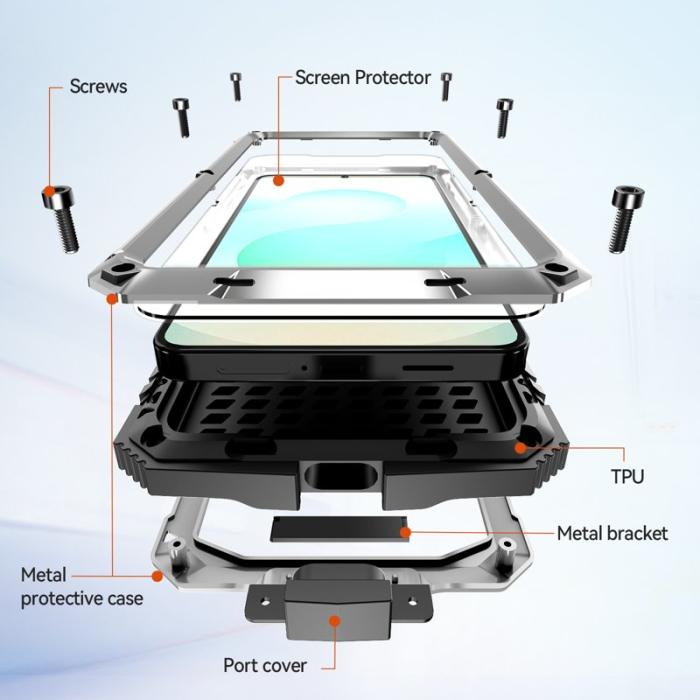 R-JUST - R-JUST Mobilskal för Samsung Galaxy S26 Plus PC + Silikon Kickstand - Silver