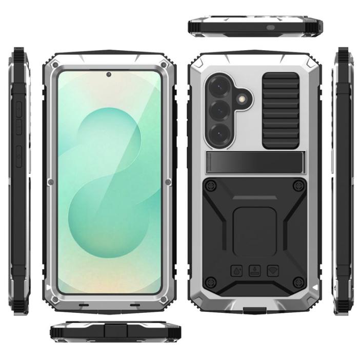 R-JUST - R-JUST Mobilskal för Samsung Galaxy S26 Plus PC + Silikon Kickstand - Silver