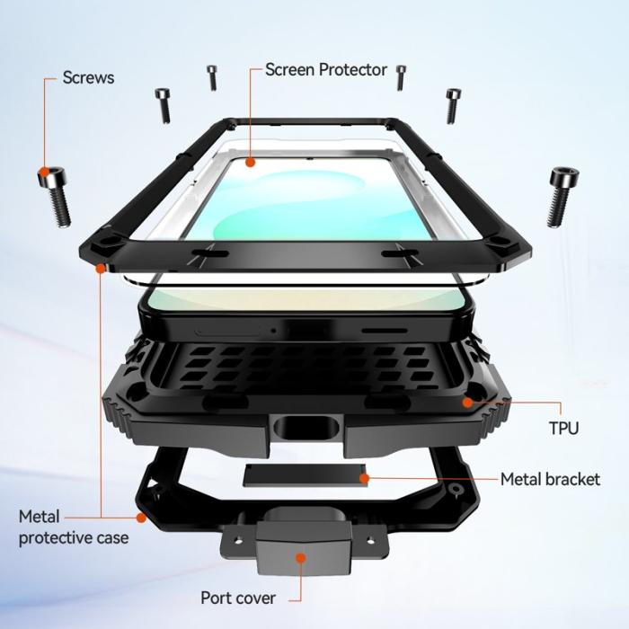 R-JUST - R-JUST Mobilskal för Samsung Galaxy S26 Plus PC + Silikon Kickstand - Svart