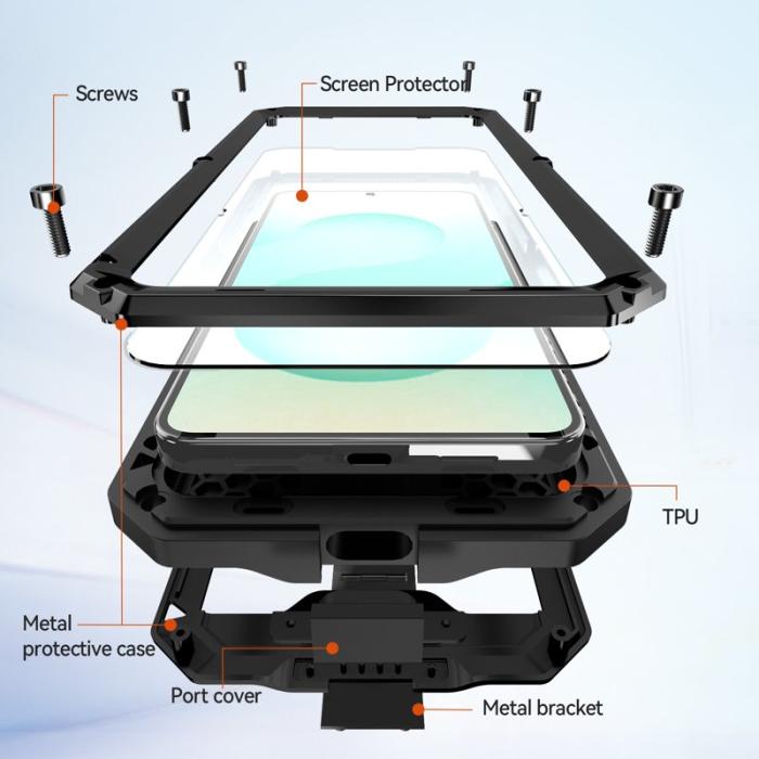 R-JUST - R-JUST Mobilskal för Samsung Galaxy S26 Plus PC + silikon + metall - Svart