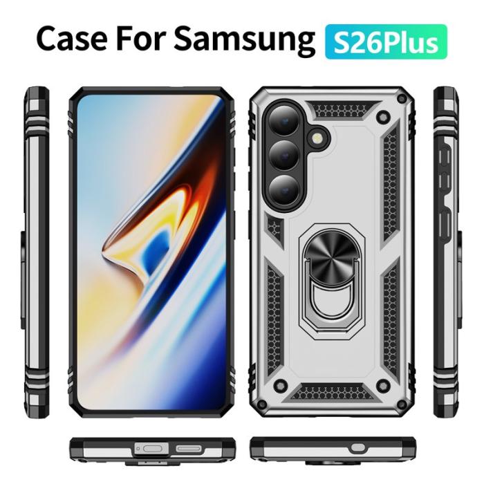 OEM - Mobilskal för Samsung Galaxy S26 Plus PC + TPU med Kickstand - Silver