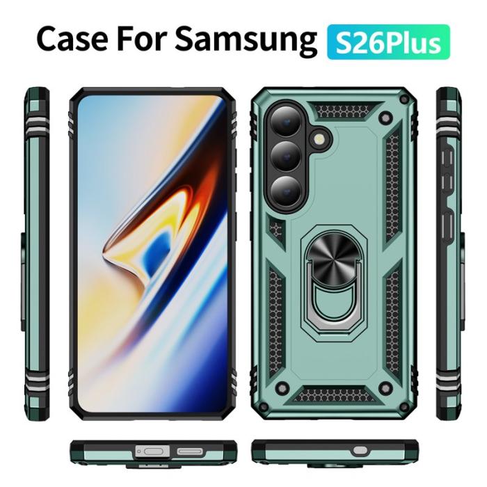 OEM - Mobilskal för Samsung Galaxy S26 Plus PC + TPU med Kickstand - Svartgrön