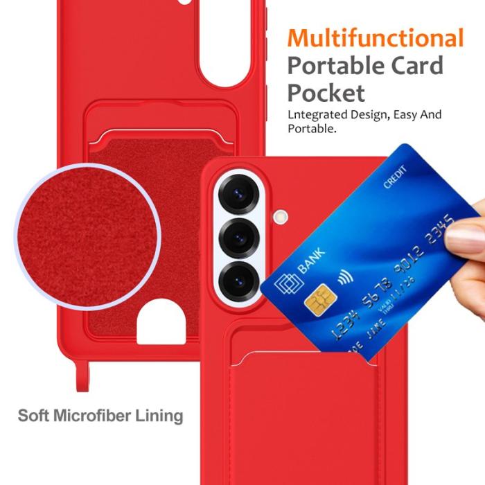 OEM - Mobilskal för Samsung Galaxy S26 Plus Silikon Kortfack - Röd