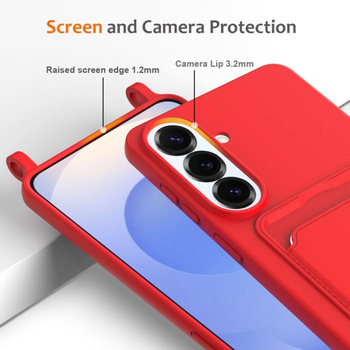 OEM - Mobilskal för Samsung Galaxy S26 Plus Silikon Kortfack - Röd