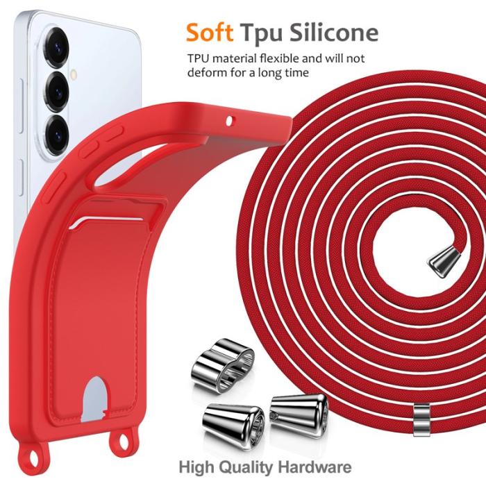 OEM - Mobilskal för Samsung Galaxy S26 Plus Silikon Kortfack - Röd