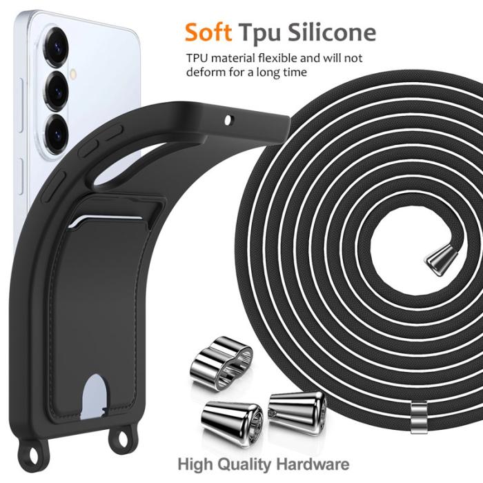 OEM - Mobilskal för Samsung Galaxy S26 Plus Silikon med kortfack - Svart