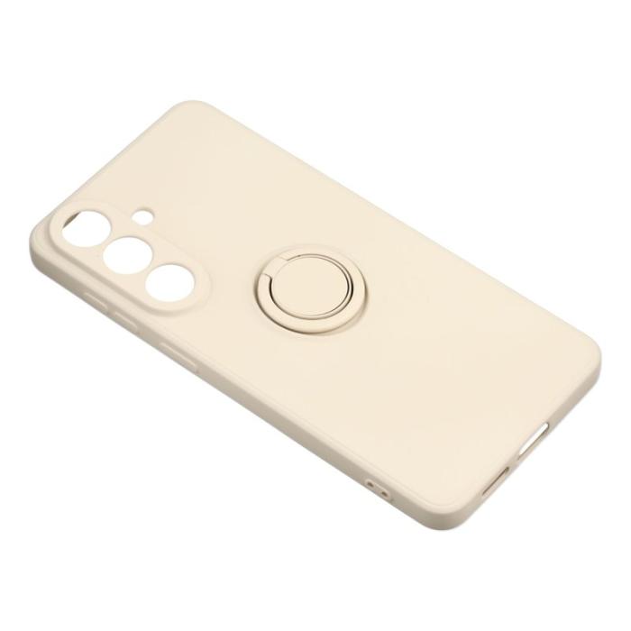OEM - Mobilskal för Samsung Galaxy S26 Plus Silikon med Ring Kickstand - Beige