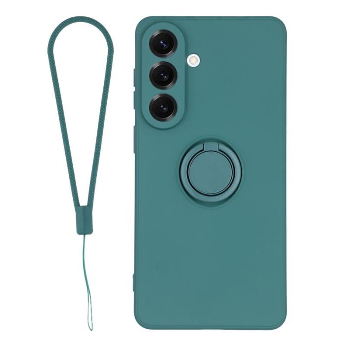 OEM - Mobilskal för Samsung Galaxy S26 Plus Silikon med Ring Kickstand - Mörkgrön