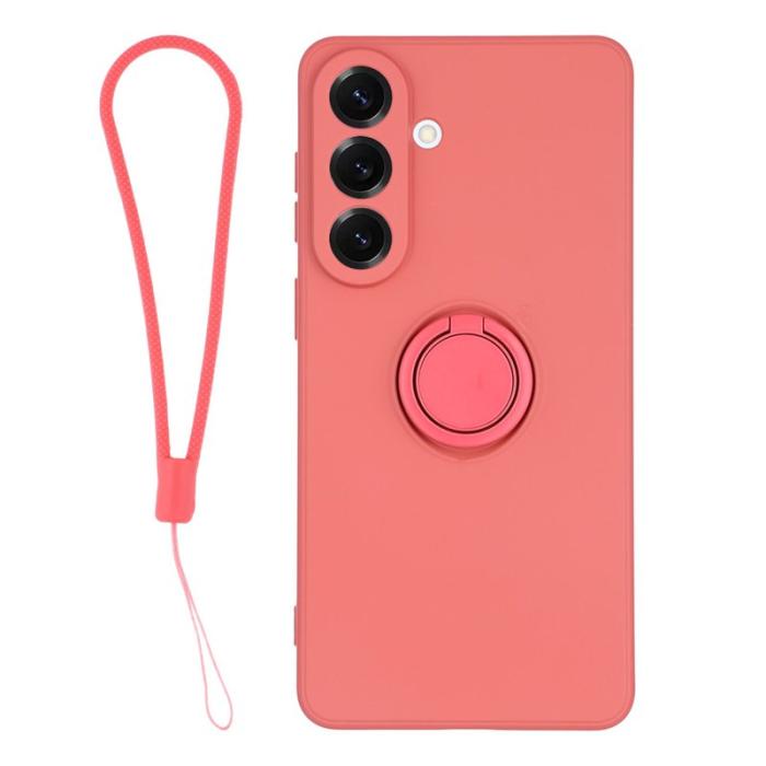 OEM - Mobilskal för Samsung Galaxy S26 Plus Silikon med Ring Kickstand - Röd