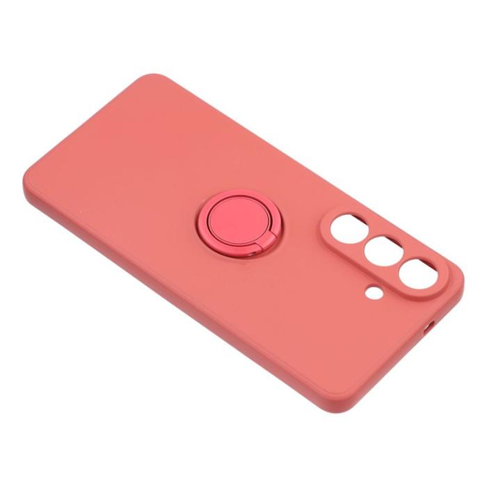 OEM - Mobilskal för Samsung Galaxy S26 Plus Silikon med Ring Kickstand - Röd