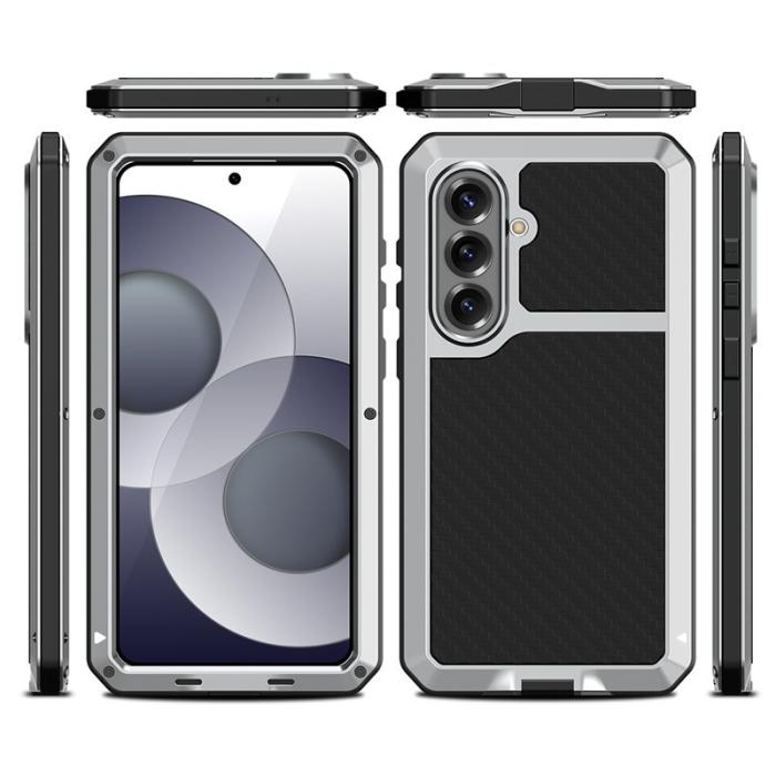 OEM - Mobilskal för Samsung Galaxy S26 Plus Silikon + Metall med Glas - Silver