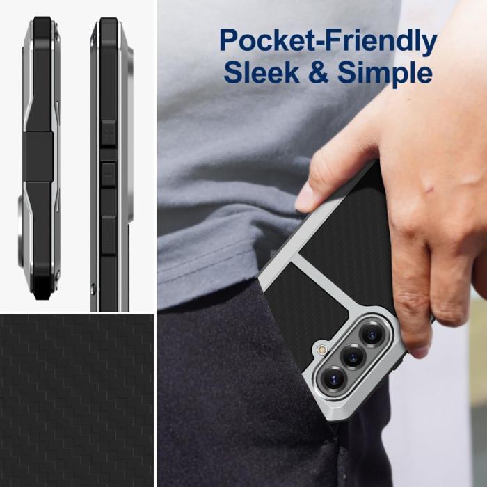 OEM - Mobilskal för Samsung Galaxy S26 Plus Silikon + Metall med Glas - Silver