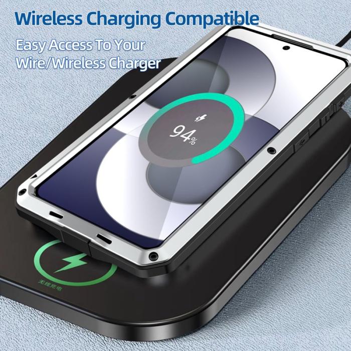 OEM - Mobilskal för Samsung Galaxy S26 Plus Silikon + Metall med Glas - Silver