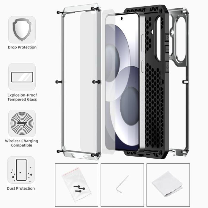 OEM - Mobilskal för Samsung Galaxy S26 Plus Silikon + Metall med Glas - Silver