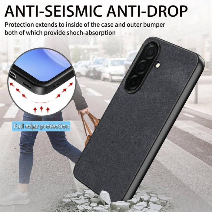 OEM - Mobilskal för Samsung Galaxy S26 Plus Stötbeständig Slim Retro Konstläder Svart