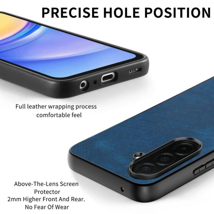 OEM - Mobilskal för Samsung Galaxy S26 Plus Stöttålig Slim Retro Konstläder - Blå