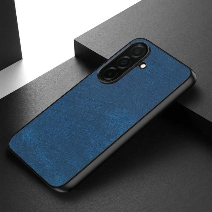 OEM - Mobilskal för Samsung Galaxy S26 Plus Stöttålig Slim Retro Konstläder - Blå