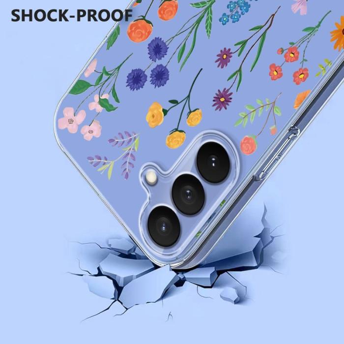 OEM - Mobilskal för Samsung Galaxy S26 Plus TPU - Prickiga blommor - Vit