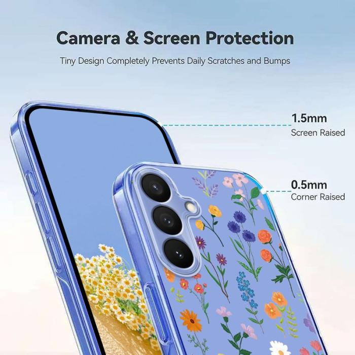 OEM - Mobilskal för Samsung Galaxy S26 Plus TPU - Prickiga blommor - Vit