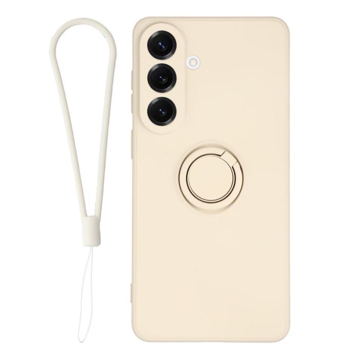 OEM - Mobilskal för Samsung Galaxy S26 Silikon med Ring Kickstand - Beige