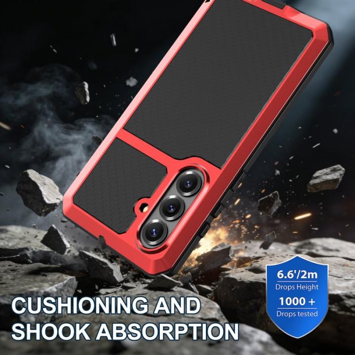 OEM - Mobilskal för Samsung Galaxy S26 Silikon + Metall med Skärmskydd - Röd