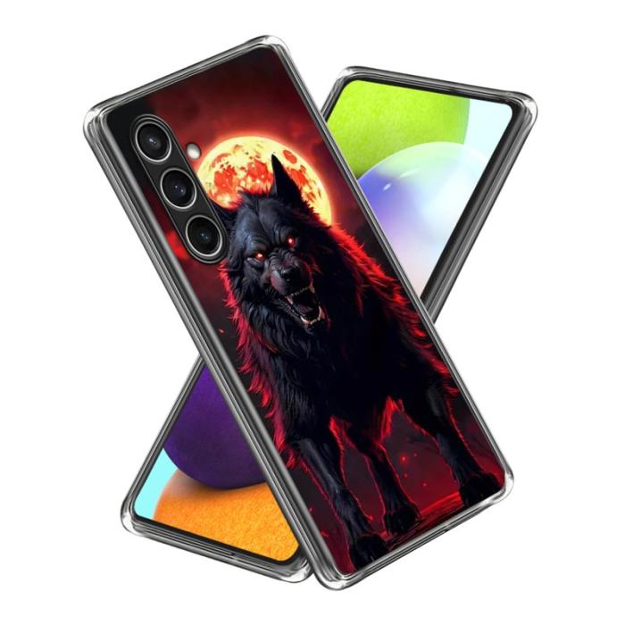 OEM - Mobilskal för Samsung Galaxy S26 Stöttålig TPU IMD-mönster - Svart Wolf