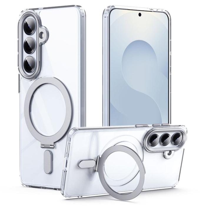 OEM - Mobilskal för Samsung Galaxy S26 TPU + Akryl med Kickstand - Silver