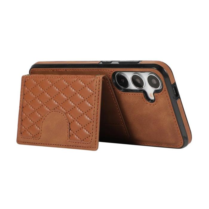 OEM - Mobilskal för Samsung Galaxy S26 TPU + Konstläder Kickstand - Brun