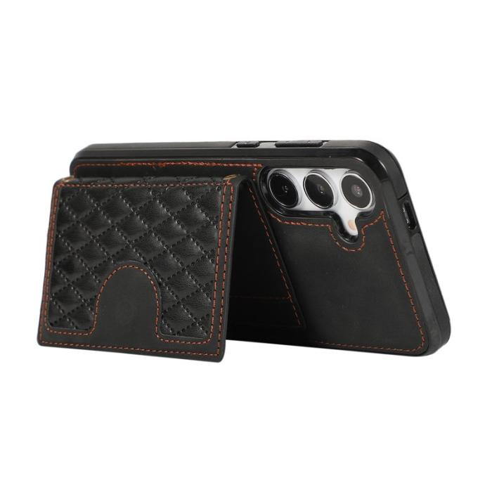 OEM - Mobilskal för Samsung Galaxy S26 TPU + Konstläder Kickstand - Svart