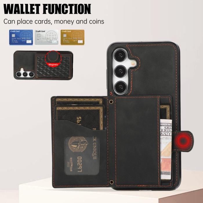 OEM - Mobilskal för Samsung Galaxy S26 TPU + Konstläder Kickstand - Svart