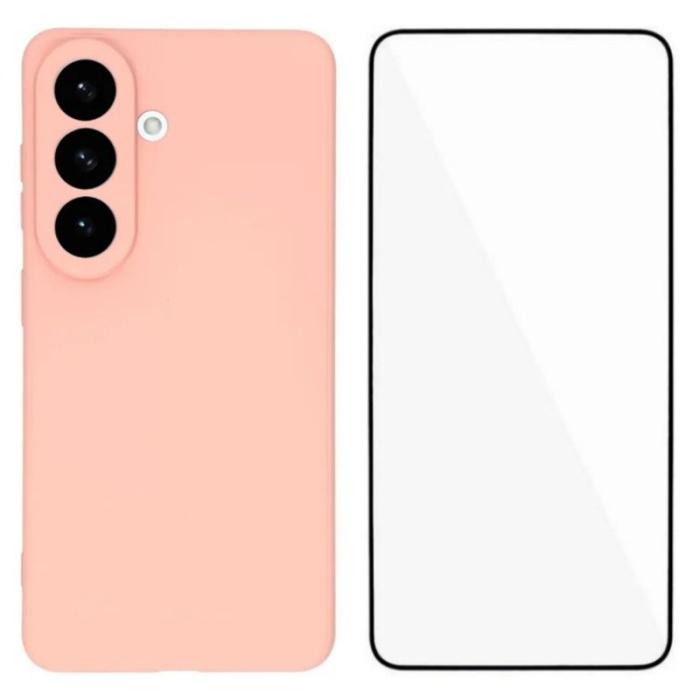 WANLONFENG - WANLONFENG Mobilskal för Samsung Galaxy S26 TPU med härdat glas - Rosa