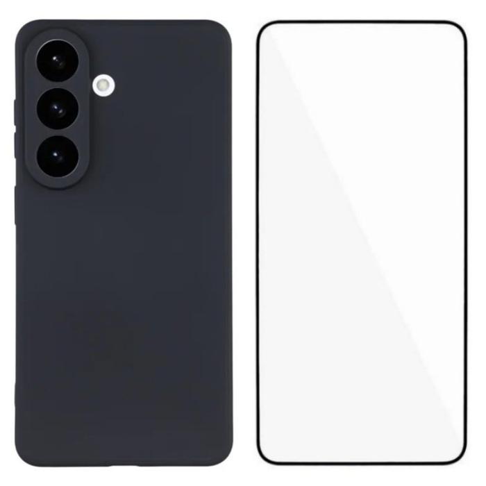 WANLONFENG - WANLONFENG Mobilskal för Samsung Galaxy S26 TPU med härdat glas - Svart