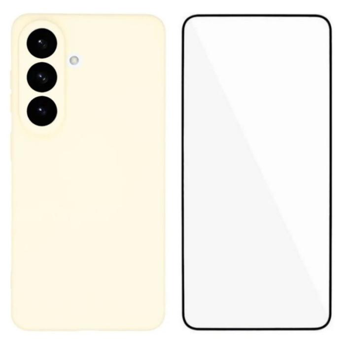 WANLONFENG - WANLONFENG Mobilskal för Samsung Galaxy S26 TPU med härdat glas - Vit