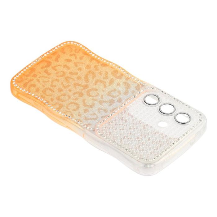 OEM - Mobilskal för Samsung Galaxy S26 TPU med rhinestones - Gradient Orange