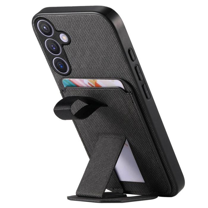 OEM - Mobilskal för Samsung Galaxy S26 TPU + Konstläder Kickstand - Svart