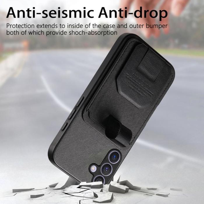 OEM - Mobilskal för Samsung Galaxy S26 TPU + Konstläder Kickstand - Svart