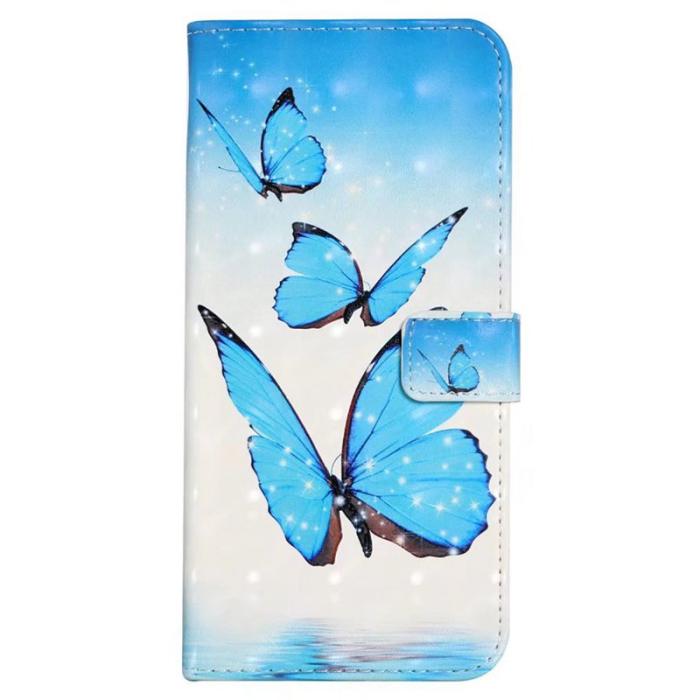 OEM - Mobilskal för Samsung Galaxy S26 Ultra 3D-mönster Konstläder - Tre fjärilar