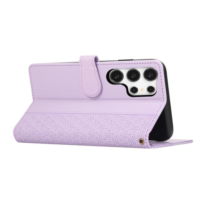 OEM - Mobilskal för Samsung Galaxy S26 Ultra Konstläder med handledsrem - Lila