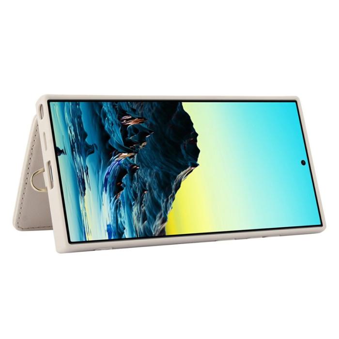 OEM - Mobilskal för Samsung Galaxy S26 Ultra Konstläder med kortfack - Beige